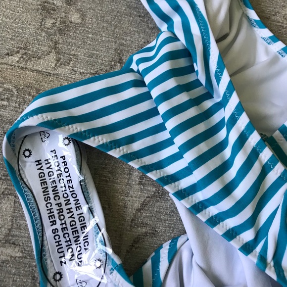NWT CUPSHE Teal Stripe Monokini - Picture 8 of 9